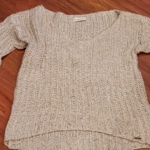 Abercrombie cream/beige & Gold Metallic Sweater